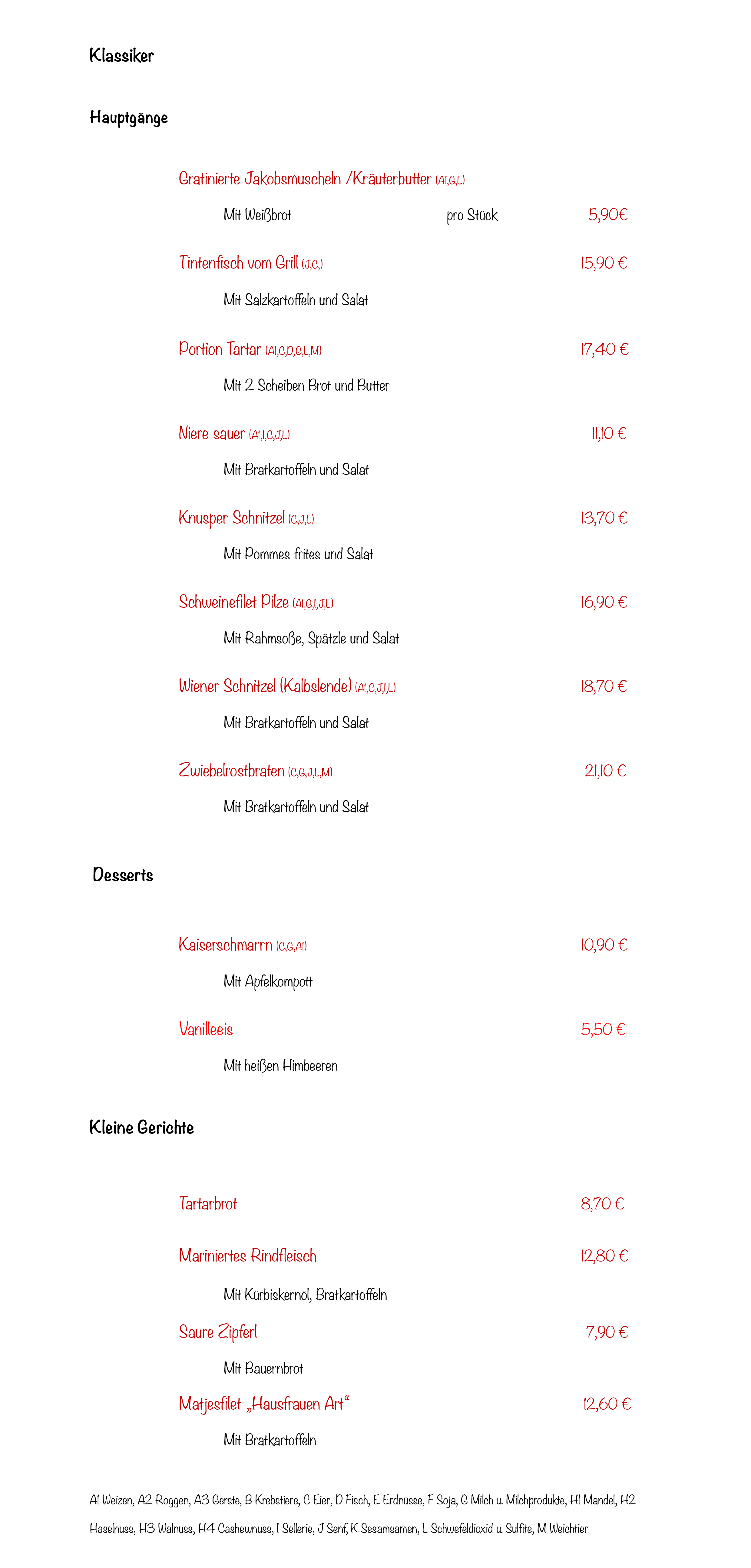 Unsere Karte | Isarklause Restaurant – Weinstube Landshut