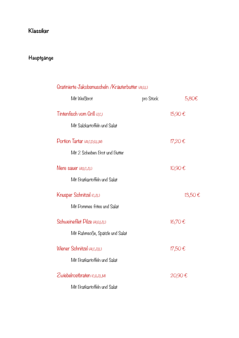 Unsere Karte | Isarklause Restaurant – Weinstube Landshut